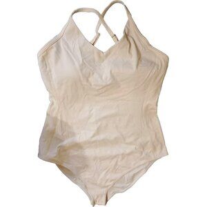 Old NavyWomen's XL Beige PowerChill Strappy Bodysuit Shelf Bra Adjustable Straps
